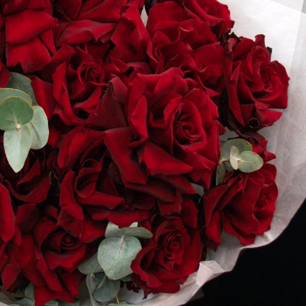 21 красная французская роза с эвкалиптом — фото 2 — купить в Тбилиси — фото 2