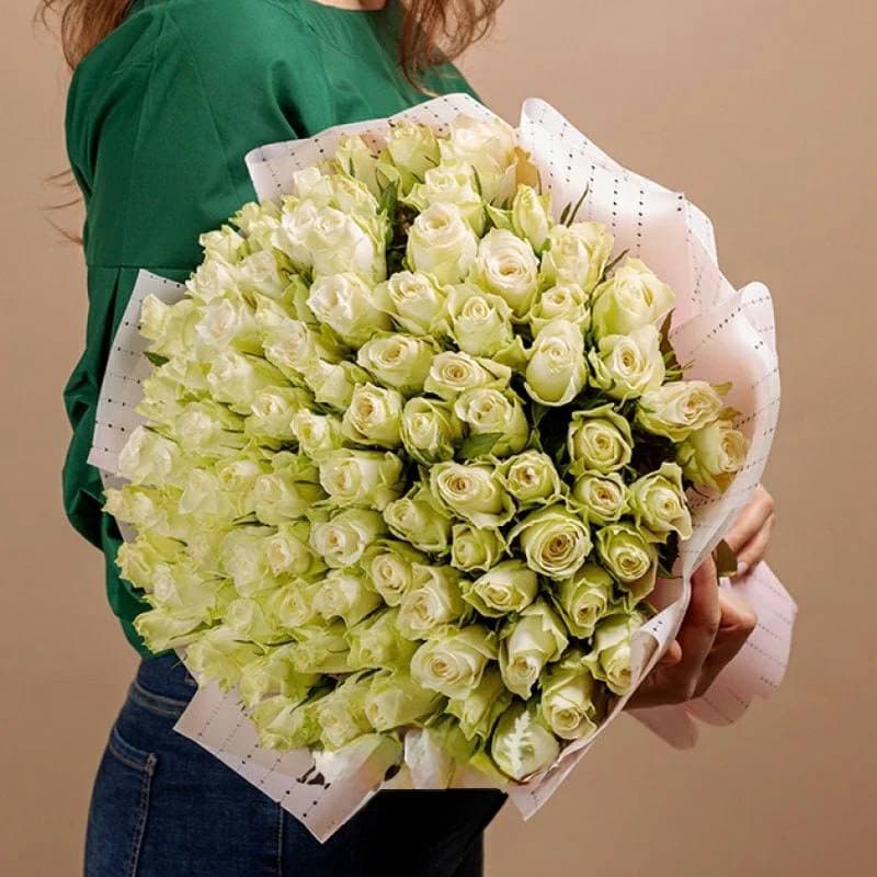 Букет из 101 белой кенийской розы