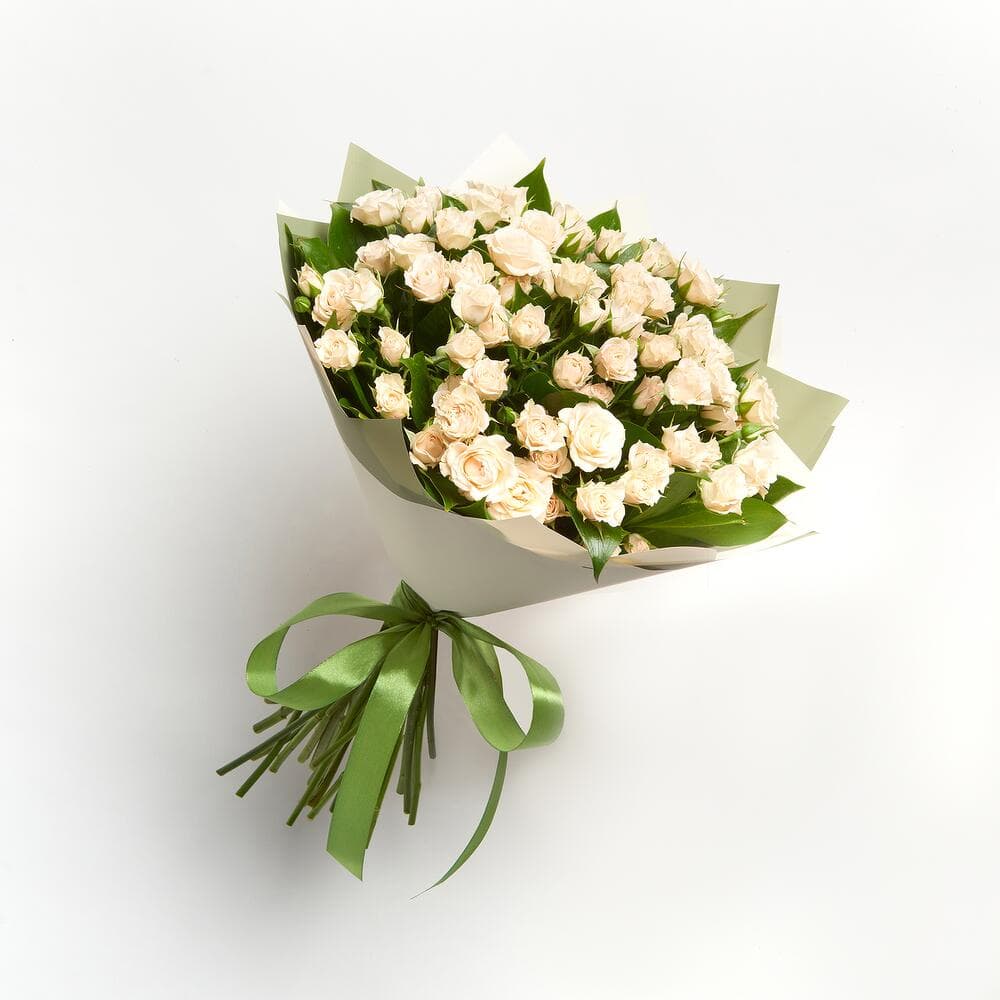 Букет из 11 кремовых кустовых роз — фото 3 — купить в Тбилиси — фото 3