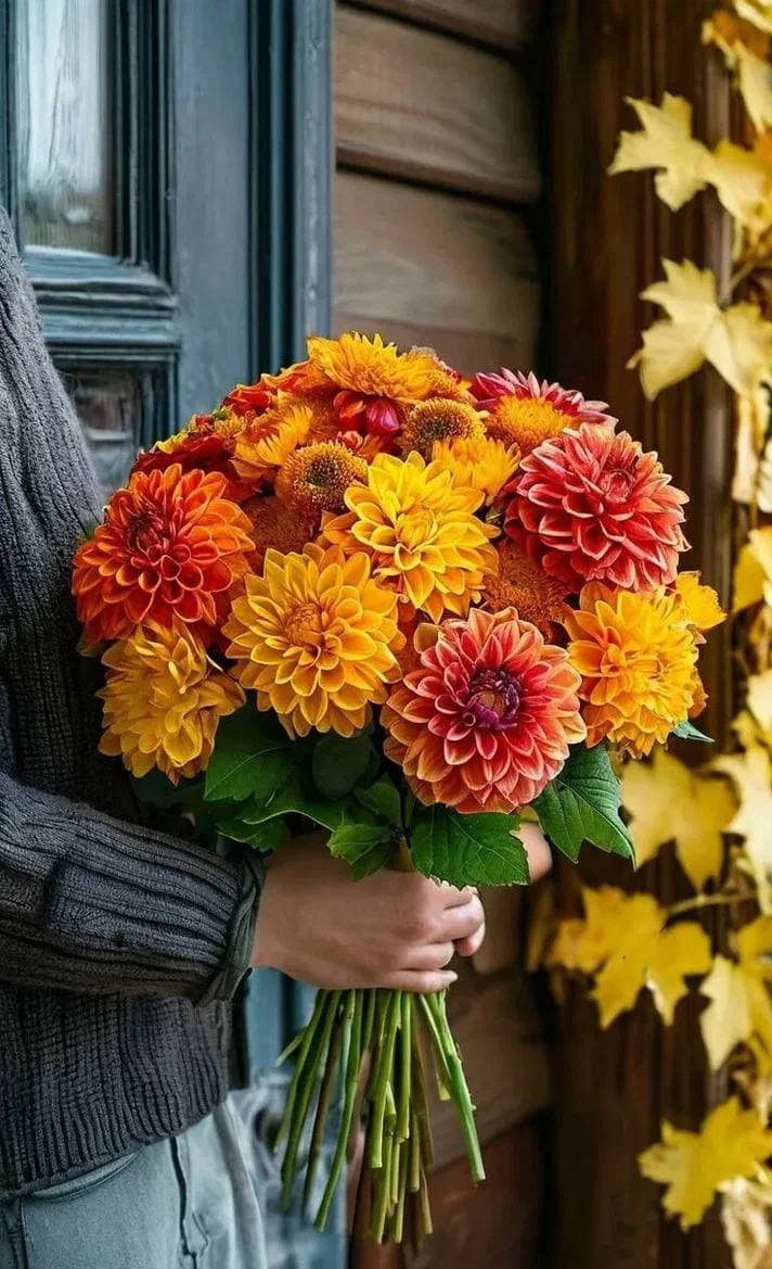 Букет из 15 георгин