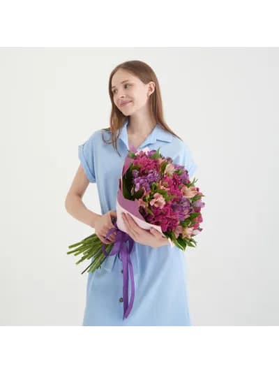 Букет из 15 лиловых альстромерий — фото 4 — купить в Тбилиси — фото 4