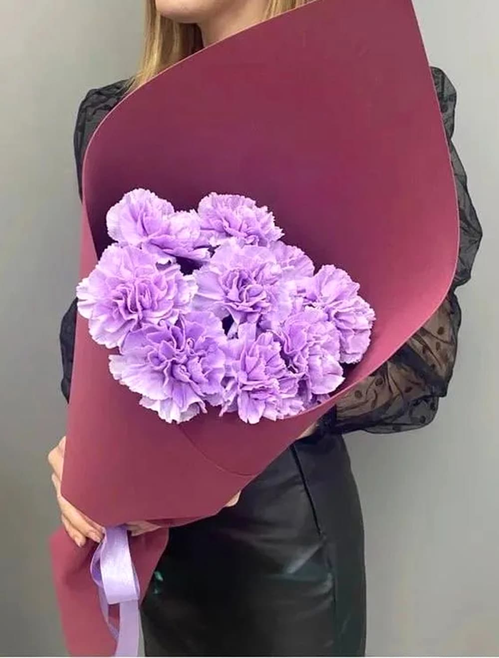 Букет из 9 фиолетовых диантусов